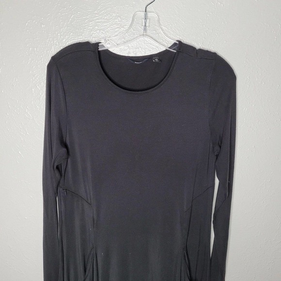 Betabrand Sweatshirt Travel Dress XS Black Long Sleeve Draped Pockets Stretch - Picture 2 of 6